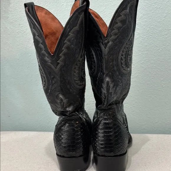 Dan Post Black Cowboy Boots Exotic Leather