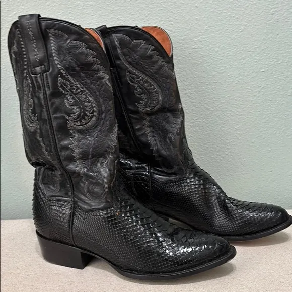 Dan Post Black Cowboy Boots Exotic Leather