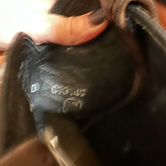 Dan Post Western Cowboy Boots Black Brown Leather‎ Embroidered Arrow Design