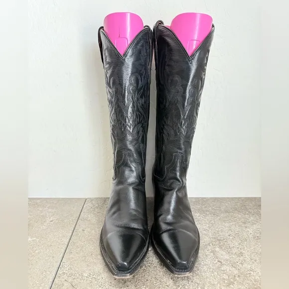 Dan Post Women DP3200 Maria Black Leather Snip Toe Boots Women’s 7 1/2