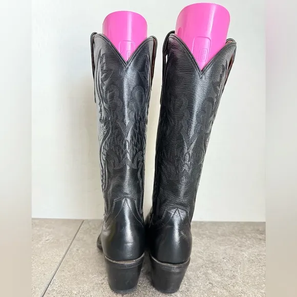 Dan Post Women DP3200 Maria Black Leather Snip Toe Boots Women’s 7 1/2