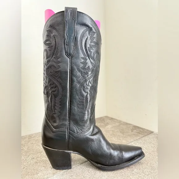 Dan Post Women DP3200 Maria Black Leather Snip Toe Boots Women’s 7 1/2