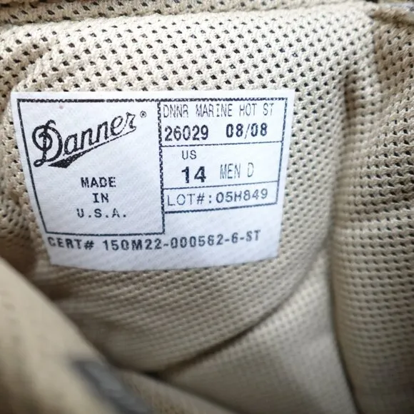 Danner Boots 14 Beige Marine Hot Weather Desert Rough-Out Leather 8&quot; Mojave  NEW