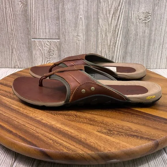 Danner Men's Size 11 Barley Brown Leather Lost Coast Sandals Flip Flops Slides