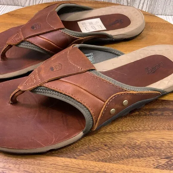Danner Men's Size 11 Barley Brown Leather Lost Coast Sandals Flip Flops Slides