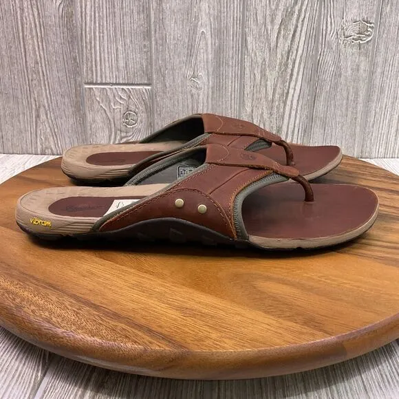 Danner Men's Size 11 Barley Brown Leather Lost Coast Sandals Flip Flops Slides