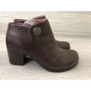 Dansko Amelia Ankle Boots Womens Size EU 41 Brown Leather Side Zipper Block Heel