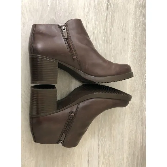 Dansko Amelia Ankle Boots Womens Size EU 41 Brown Leather Side Zipper Block Heel