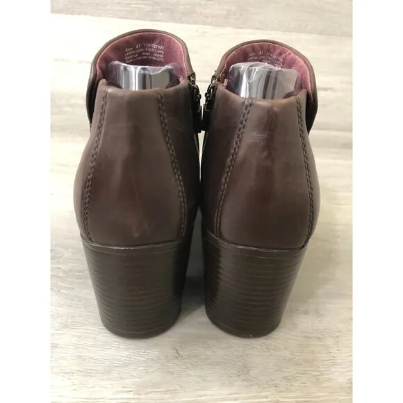 Dansko Amelia Ankle Boots Womens Size EU 41 Brown Leather Side Zipper Block Heel