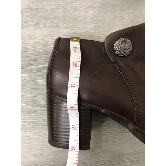 Dansko Amelia Ankle Boots Womens Size EU 41 Brown Leather Side Zipper Block Heel