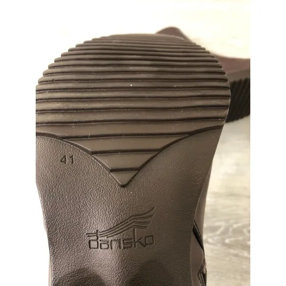 Dansko Amelia Ankle Boots Womens Size EU 41 Brown Leather Side Zipper Block Heel