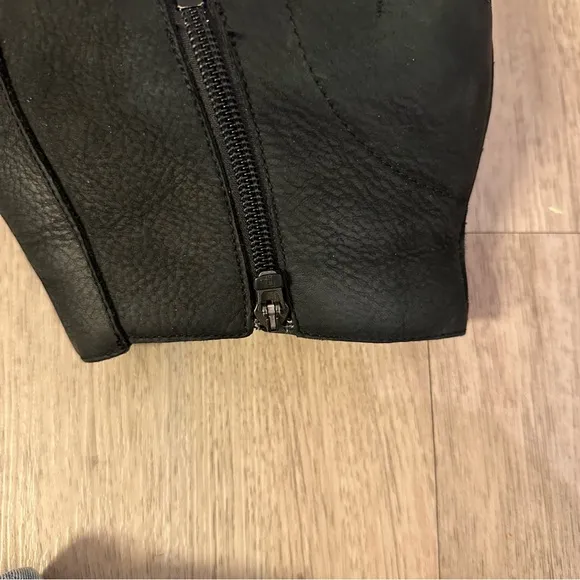 Dansko Maria Nubuck Leather Distressed Black Ankle Boots Faux Wooden Heel Zip Up