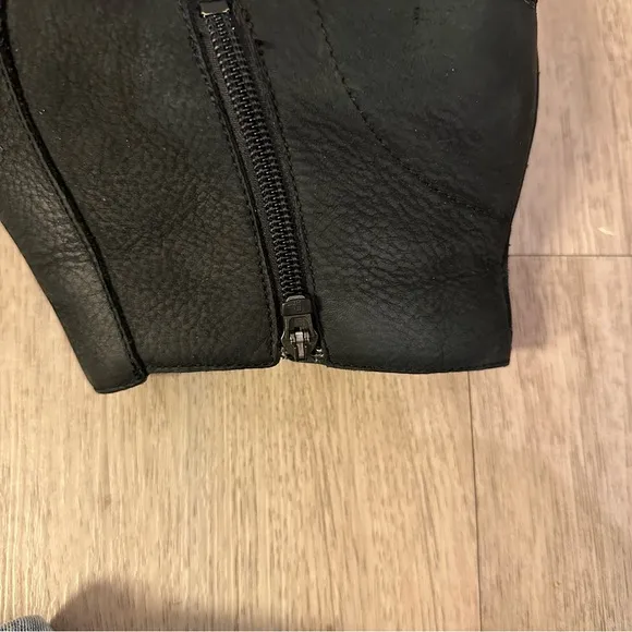 Dansko Maria Nubuck Leather Distressed Black Ankle Boots Faux Wooden Heel Zip Up