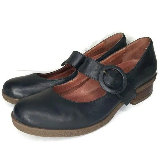 Dansko Mary Jane Brandy Shoes Black Leather Waterproof Womens Size EU 40 US 10