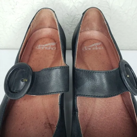 Dansko Mary Jane Brandy Shoes Black Leather Waterproof Womens Size EU 40 US 10