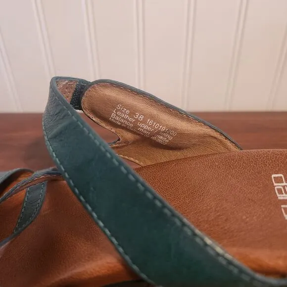 Dansko Womens Size 7.5/38 Man Made Leather Teal Open Toe Chunky Heel Sandals New