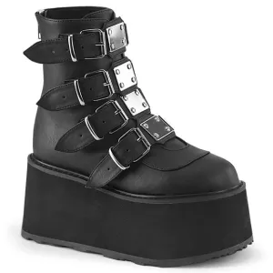 Demonia Damned-105 Black Vegan Leather Ankle Platform Boot