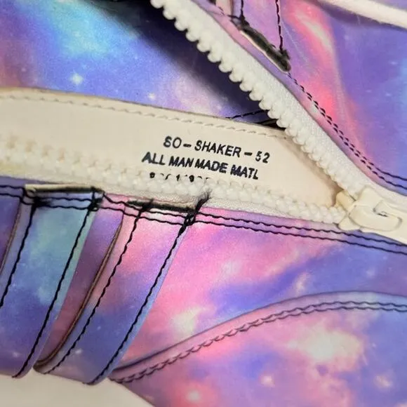 Demonia X iHeartRaves Super Stacked Purple Galaxy Reflective Platform Boots US 9