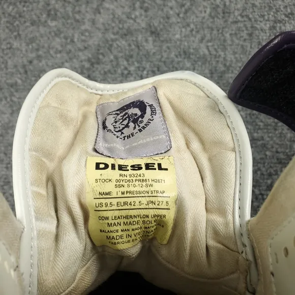 Diesel Im Pression Purple Strap Sneakers Mens 9.5 Rare Y2K High Tops Archive