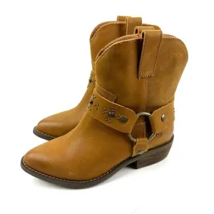 Dingo Sierra Ankle Boots 6.5 Camel Studded Leather Harness Bootie Womens
