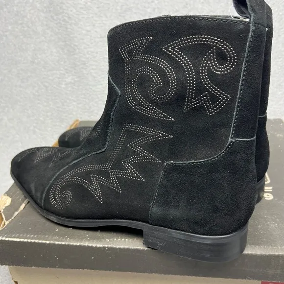 Dingo Western Embroidered Suede Ankle Boots Mens 12 Black Cowboy Yellowstone