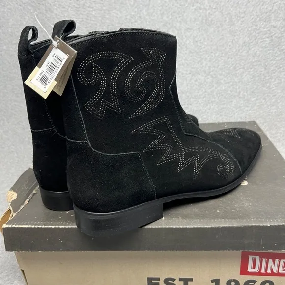 Dingo Western Embroidered Suede Ankle Boots Mens 12 Black Cowboy Yellowstone