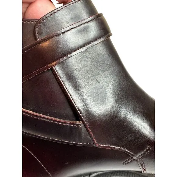 Doc Dr. Marten Womens Boots Teresa Ankle‎ Cherry Red Rub Leather Chunky Sz 9