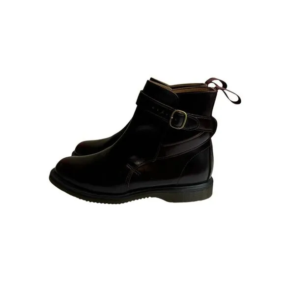 Doc Dr. Marten Womens Boots Teresa Ankle‎ Cherry Red Rub Leather Chunky Sz 9