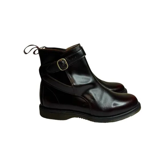 Doc Dr. Marten Womens Boots Teresa Ankle‎ Cherry Red Rub Leather Chunky Sz 9