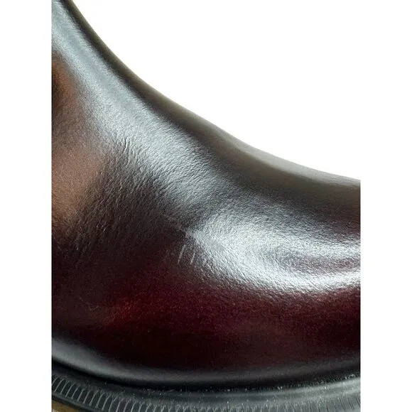 Doc Dr. Marten Womens Boots Teresa Ankle‎ Cherry Red Rub Leather Chunky Sz 9