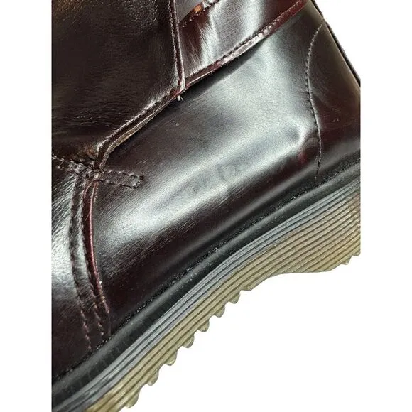 Doc Dr. Marten Womens Boots Teresa Ankle‎ Cherry Red Rub Leather Chunky Sz 9