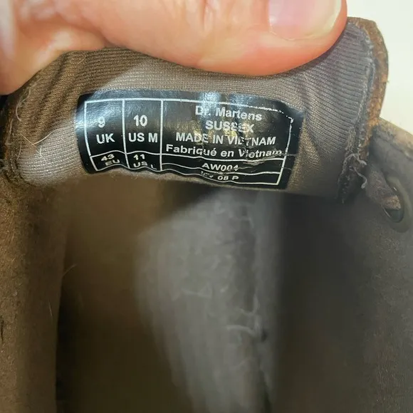 Doc Martens Industrial Mens Sussex Air Wair Brown Leather Ankle Boots Size 10
