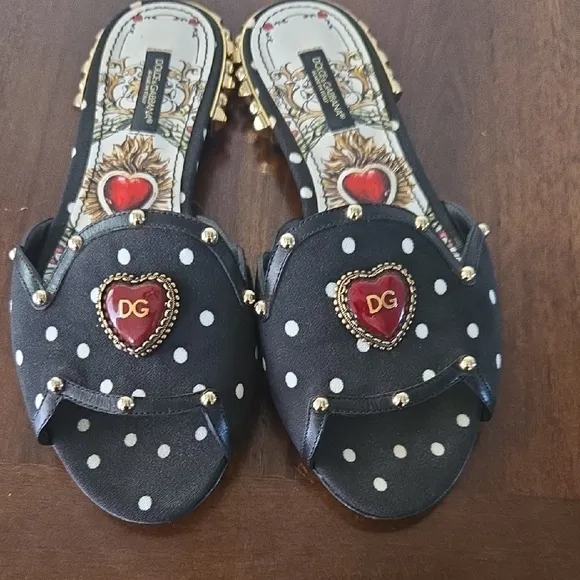 Dolce &amp; Gabbana Black and White Polka Dot Sandals