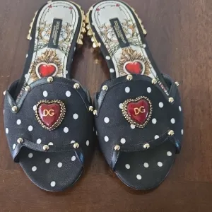 Dolce &amp; Gabbana Black and White Polka Dot Sandals