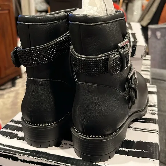 Dolce Vita Kids Size 4 Big Girls Black Rhinestone Accented Boots Brand New