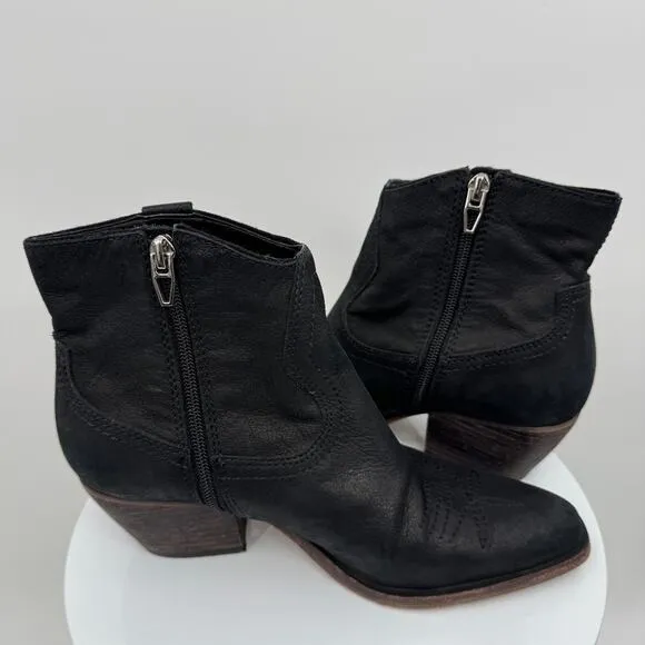 Dolce Vita Silma black leather western zip ankle boots 7.5