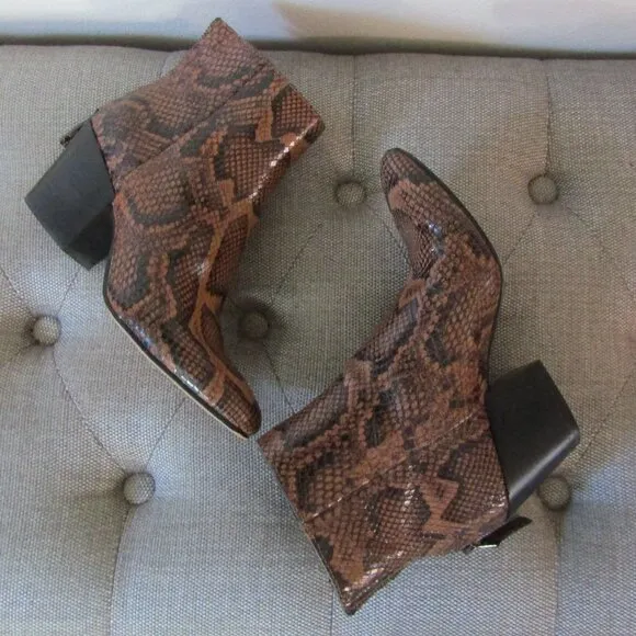 Dolce Vita Snakeskin Leather Ankle Boots