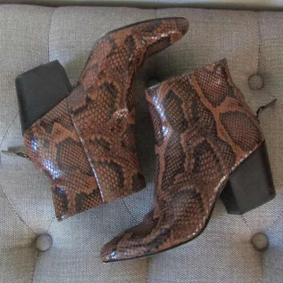 Dolce Vita Snakeskin Leather Ankle Boots