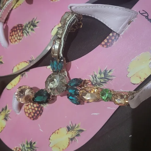 Dolce&amp;gabanna jeweled Sandals with Pineapple Print