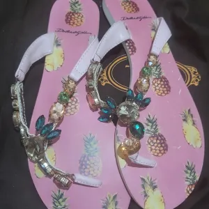 Dolce&amp;gabanna jeweled Sandals with Pineapple Print