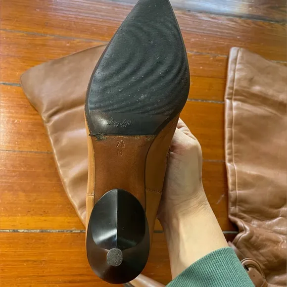Donald J. Pilner Tall Fold Over Kitten Heel Pointy Leather Thigh Boots ~7.5