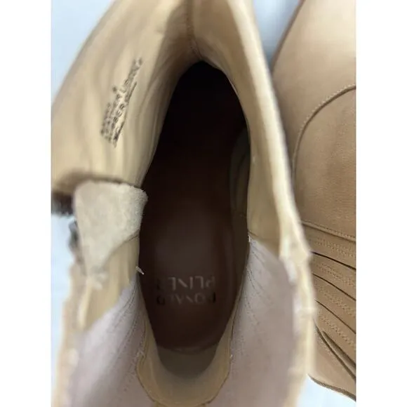 Donald Pliner Banks Ankle Boots Women's Size 8 Tan Leather Nubuck Western Boho