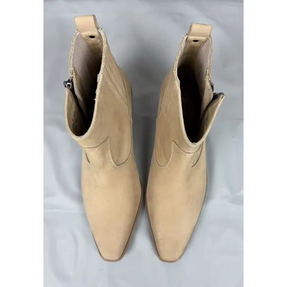 Donald Pliner Banks Ankle Boots Women's Size 8 Tan Leather Nubuck Western Boho
