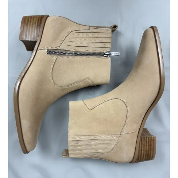 Donald Pliner Banks Ankle Boots Women's Size 8 Tan Leather Nubuck Western Boho
