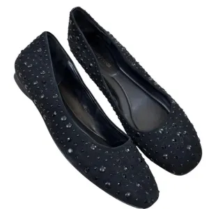Donald Pliner Dora Flats Black Suede Rhinestones Casual Shoes Womens Size 10