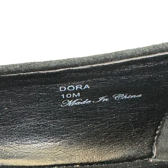 Donald Pliner Dora Flats Black Suede Rhinestones Casual Shoes Womens Size 10
