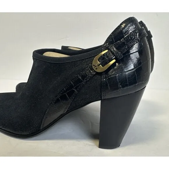 Donald Pliner Women's Black Suede/leather Pointed Toe Heel Ankle Boots  Size 9.5