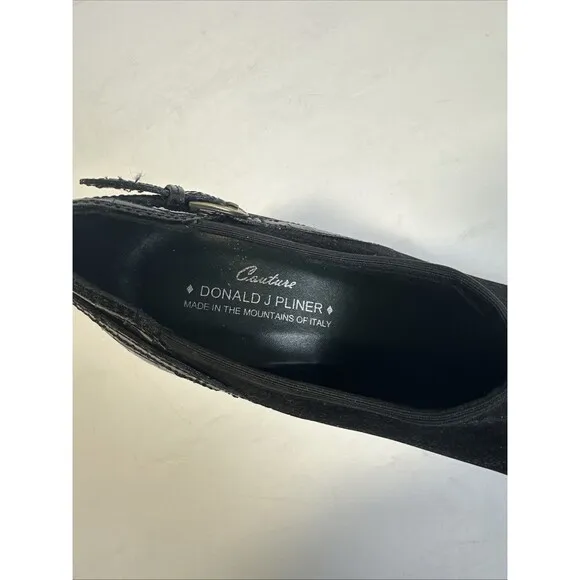 Donald Pliner Women's Black Suede/leather Pointed Toe Heel Ankle Boots  Size 9.5