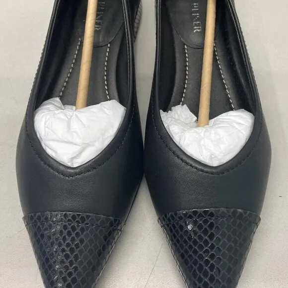 Donald Pliner Women’s Ladonna08 Ballerina Flats Black Size 9M Leather Slip-On
