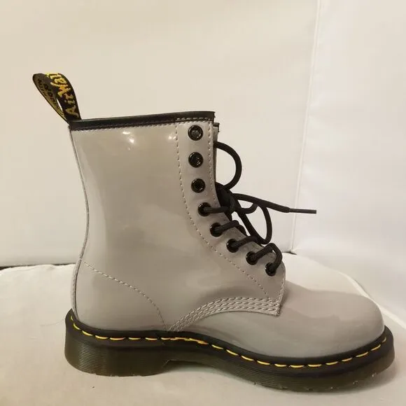 Dr. Martens 1460‎ (27635) Gray Patent Leather Lace Up Boots - Women's Size 7